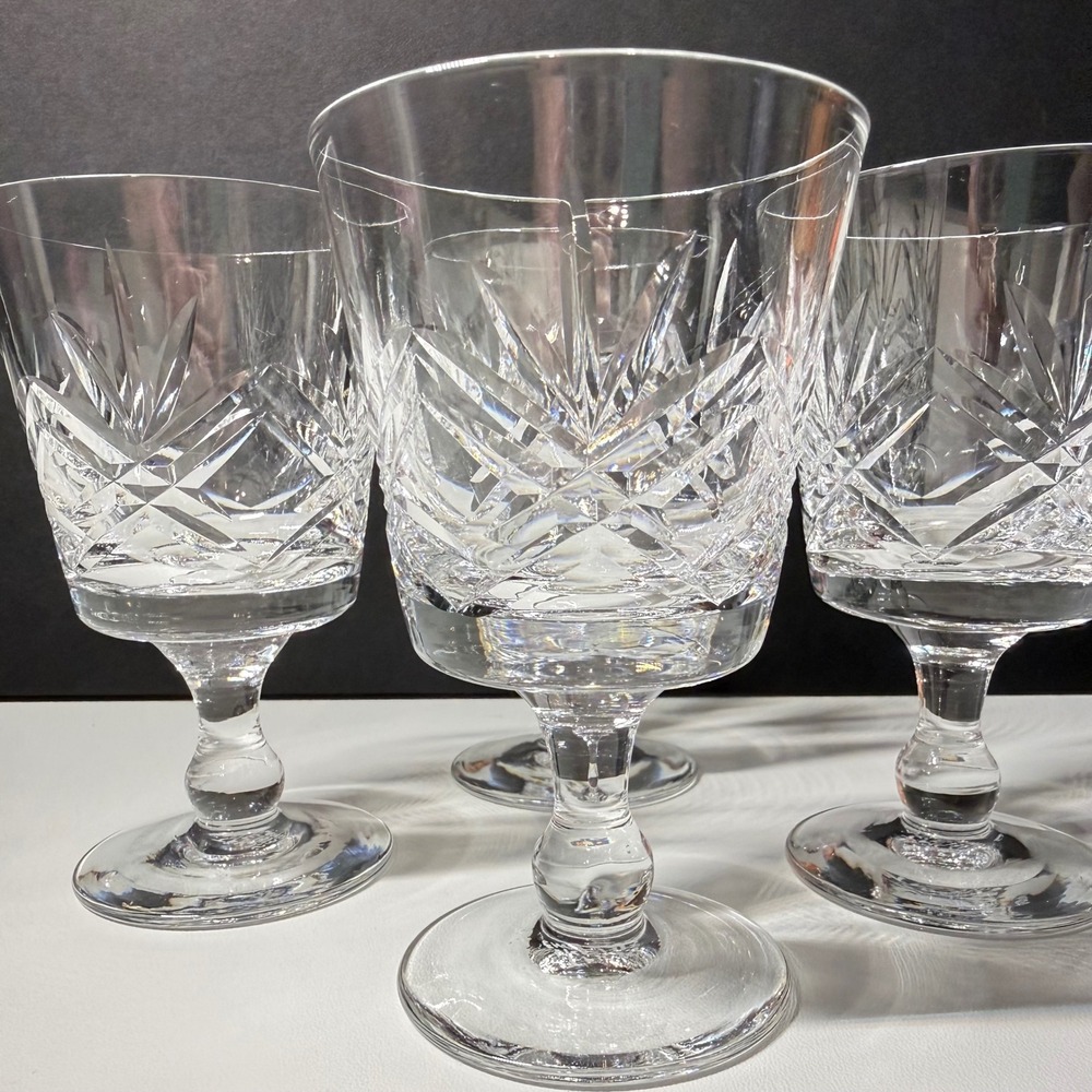 Thomas Webb England Crystal Cordial Wine Glasses Set of 4 Goblets 4" Vintage EUC